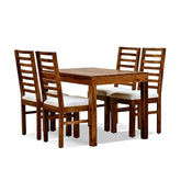 CHURUWOODCRAFT Zig Zag Solid Wood|Sheesham Wood Dining Table 4 Seater|Wooden Four Seater Dinning Table with Cushioned Chairs for Restaurant|Dinner Table 4 Seater for Home & Hotel|Dining Room Sets |
